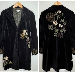 CAbi Vintage Antoinette Velvet Embroidered Coat Jacket Size 6